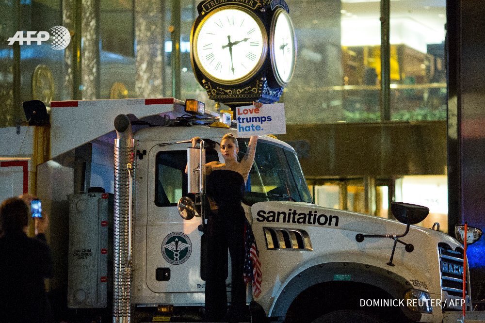 Lady Gaga protests election result outside Trump Tower